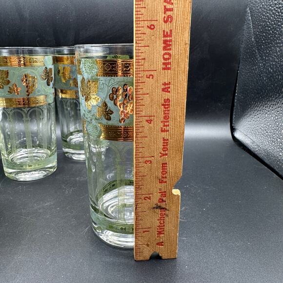 Vintage Cera Golden Grapes Highball Glasses Tumbler Tom Collins Set of 8 - Picture 5 of 8